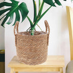 Cabilock Seagrass Planter Basket Wicker Flower Pot Straw Flowerpot for Indoor Plants 9.8 H X 9.8 W Decorative Boho Style Planter for Living Room Patio Garden