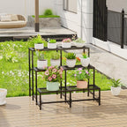 Garden 4 you 3 Tier Split Type Large Metal Plant Stand Stackable, Garden Display Shelf Flower Pot Holder Storage Organizer Rack for Indoor Home Outdoor Patio Balcony Yard( Black,Rectangle)