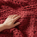 Madison Park Boho Throw Blanket, Soft Blanket Handmade Gift Home Decor, Lightweight & Breathable All Seasons Spring Chunky Knit Blanket, Knitted Throw for Couch, Bed Blanket, 50"x60" Red
