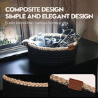 Sea Team 3-Pack Small Cotton Rope Storage Basket Set - Portable Round Organizers with Jute Braid for Small Items, Keys, Makeup & Trinkets