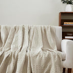 VHC Brands 100% Cotton Waffle Weave Queen Blanket 90"x90", Decorative Lightweight Spring and Summer Throw Blanket, Bedroom Decor for Bed, Couch, or Sofa, Natural