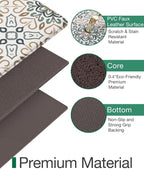 LUMI Anti Fatigue Kitchen Cushioned Mat for Floor, Padded Waterproof Runner for Standing, Stain Resistant Comfort Rugs for Home, Sink, Laundry, 24x87