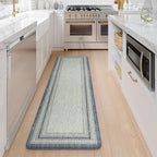 KIMODE Farmhouse Kitchen Runner Rug,17.3" x 59" Anti Fatigue Kitchen Mats for Floor Cushioned,Non-Skid Waterproof Kitchen Floor Standing Mat for Front Sink,Laundry Room,Blue and Gray