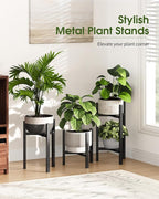 3 Pack Plant Stand Indoor Adjustable, Metal Modern Indoor Plant Stand, Heavy Duty Single Plant Stands Outdoor Corner, Stable Plant Holder Indoor Stand, Fits 8 to 12 Inches Pots, Black
