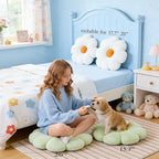 20" Large Yellow Flower Pillow Floor Pillow Seat Cushion – Faux Rabbit Fur Plush Throw Pillow, Cozy Floor Cushion & Gift for Kids Girls Adults