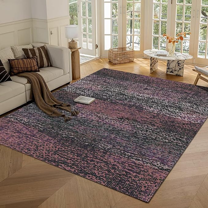 RUGSURE Washable Area Rug - 1/6 Thick - Stain & Water Resistant Non-Slip - Resistant Rug for Living Room, Bedroom, Nursery, Pet & Child Friendly, Vintage Charm Area Rugs (Burgundy, 6' x 9')