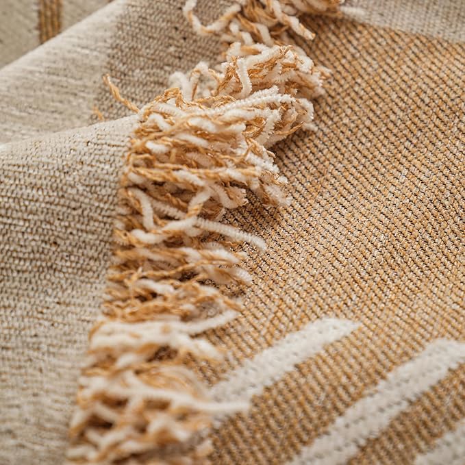 VClife Large Sofa Cover Chenille Couch Cover for 2 Cushion Couch Sofa, Modern Beige Khaki Striped Couch Covers for Kids Washable Sectional Sofa Protector with Tassel 71"X118"