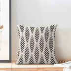 Boho Pillow Covers 18 x 18 Inch Pack of 2, Black and White Bohemian Ethnic Herringbone Pattern Decorative Throw Pillow Covers Vintage Linen Farmhouse Outdoor Pillowcase for Bedroom Home Sofa Decor