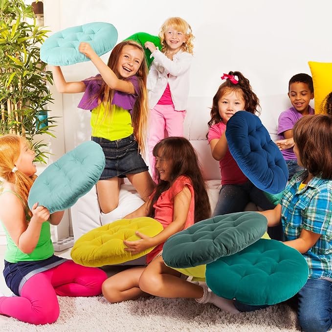 Fumete 12 Pcs Floor Pillows Cushions Seating 16 x 16 Inches Color Round Seat Reading Floor Chair Cushions for Kids Adults Classroom Home School Playing Supplies(Multicolor)