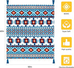 MACEVIA Flannel Boho Blanket for Couch, Country Western Aztec Blankets for Home Decor, Southwestern Colorful Throw Blanket with Tassel, Soft Cozy Bohemian Blanket for Bed (Boho Blue, 50x60inches)