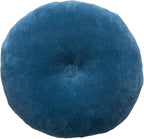 18 Inches Round Cotton Pillow with Tufted Scallop Pattern, Navy Blue and Pink