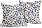 Navy Blue Floral Pillow Covers 20x20 Set of 2 Vintage Rustic Old Style Cute Small Flower Blue Cream Print Decorative Outdoor Pillowcases Farmhouse Throw Cushion Case Decor for Couch Sofa Bed