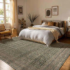 10x12 Area Rugs for Living Room: Large Area Rug Washable Stain Resistant Non Slip Distressed Vintage Rug Low Pile Faux Wool Soft Rug for Bedroom Farmhouse Dining Room Nursery Kids Playroom