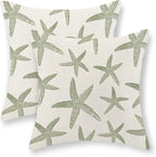 Sage Green Starfish Pillow Covers 18x18 Set of 2 Coastal Throw Pillows Spring Summer Nautical Ocean Theme Beach Decorative Pillow Cases Farmhouse Outdoor Decor Cushion Case for Home Bedroom