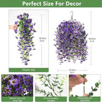 INQCMY Artificial Fake Hanging Plants Flowers Basket for Spring Outdoor Outside Decoration,UV Resistant Faux Silk Flower in Planter for Home Patio Porch Balcony Garden Yard Decor(Mixed Color)