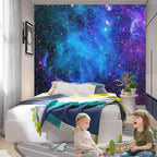 Apdidl Extra Large Galaxy Space Tapestry for Bedroom Aesthetic 90'' X 71'' Blue Starry Sky Stars Universe Tapestry Mysterious Nebula Wall Hanging Backdrop Decor for Bedroom Living Room