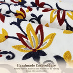 Spring Floral Embroidered Pillow Covers 18x18 Inch Set of 1, Boho Decorative Throw Pillow Cover, Farmhouse Yellow Red Flower Patterned Cushion Case for Couch Sofa Bed Patio Living Room
