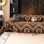 VClife Boho Couch Cover - Brown White Tribal Geometric Pattern Sofa Cover for 3 Cushion Couch Sofa Anti-Slip Washable Couch Cushion Cover, Diamond Zigzag Futon Sofa Protector for Living Room Decor