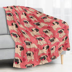 Throw Blanket for Couch, 300GSM Warm Soft Cozy Flannel Blanket, Cute Blanket for All Seasons Bedroom Home Decor Gifts, Pink Funny Dogs 50x60 Inches