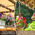 6 Pack Adjustable Macrame Plant Hanger Extender Handmade Woven Hanging Basket Extenders Connectable Rope Hanging Extension with Wooden Ring for Indoor Outdoor Plant Pot Holder(Brown)