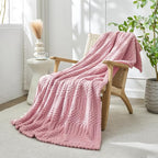 lifein Throw Blanket for Couch-Pink Boho Throw Blanket, Soft Fleece Plush Lightweight Blankets&Throws for Spring, Fuzzy Decorative Blankets for Livingroom Bed Sofa Chair (50x60, Pink)