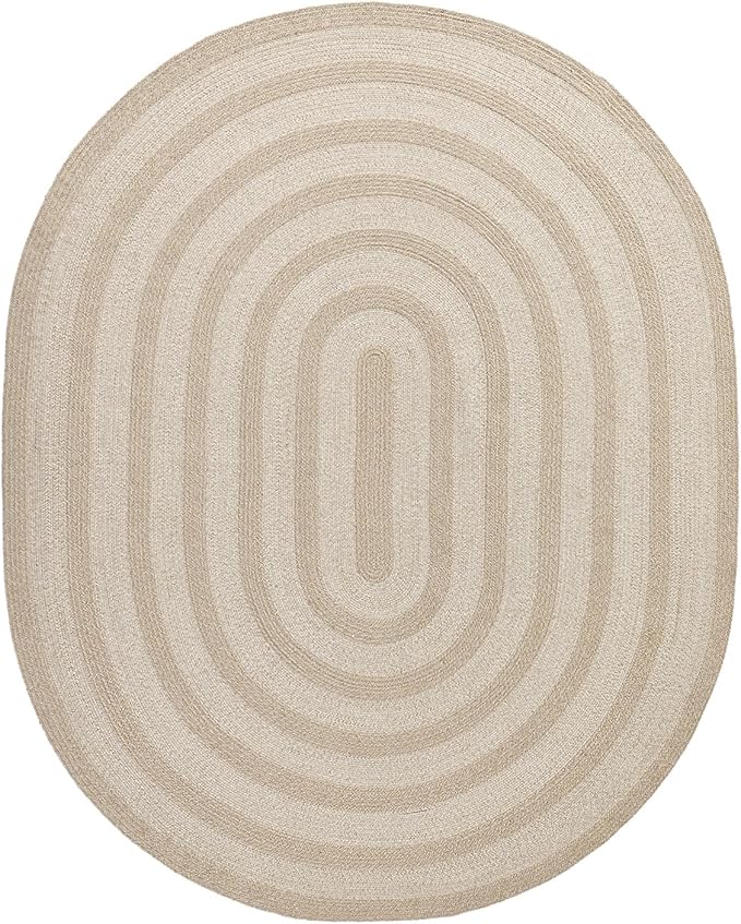 DEXI Jute Area Rug Natural Fiber 8x10 Oval, Woven Braided Durable Farmhouse Design Rugs for Living Room, Bedroom Dinning Room Office Outdoor Patio Beige