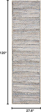 SAFAVIEH Cape Cod Collection 2'3" x 10' Natural/Blue CAP250A Handmade Flatweave Jute Entryway Foyer Living Room Kitchen Runner Rug