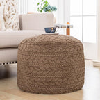 Unstuffed Ottoman Pouf Cover – Round Faux Fur Footstool Plush Floor Pouf (No Filler Included) Perfect for Living Room, Bedroom, or Office Lounge (Coffee, 26x26x18 in)