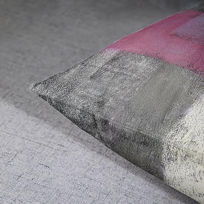 Emvency Set of 2 Pink Painting Throw Pillow Covers Contemporary Line Gray Abstract Modern Design Retro Decorative Pillow Case Home Decor Standard Square 18x18 Inch Cushion Pillowcase