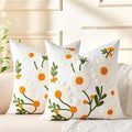 Embroidered Floral Throw Pillow Covers Decorative Tufted Couch Pillow Covers White Flowers Farmhouse Pillow Covers 20x20 Square Summer Cushion Cases Set of 2 for Living Room Couch Sofa Bed Home Decor