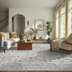 Washable Rugs for Living Room: 9x12 Area Rugs for Bedroom Ultral Soft Non-Slip Stain Resistant Vintage Boho Large Carpet for High-Traffic Dining Room - Farmhouse Decor