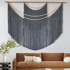 Jakalin Macrame Wall Decir Large Grey Fiber Yarn Wall Art Handmade Craftsmanship Boho Wall Decor Home Room Wall Decor,57" W x 46" L