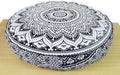 ICC Large Hippie Mandala Round Floor Pillow Cover Ottoman Pouf Cover Daybed Oversized Cotton Cushion Cover with Heavy Duty Zipper Seating Ottoman Poufs Dog-Pets Bed (Gray Ombre, 35" Round)