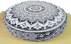 ICC Large Hippie Mandala Round Floor Pillow Cover Ottoman Pouf Cover Daybed Oversized Cotton Cushion Cover with Heavy Duty Zipper Seating Ottoman Poufs Dog-Pets Bed (Gray Ombre, 35" Round)