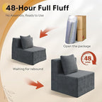 WLIVE 32'' Middle Sofa Seat of Cloud Sectional Couches for Living Room, Boneless Armless Chair, Memory Foam Corduroy, Grey
