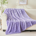 NEWCOSPLAY Super Soft Throw Blanket Lavender Premium Silky Flannel Fleece 3D Clouds Stylish Jacquard Lightweight Bed Blanket All Season Use 350GSM (Lavender, Throw(50"x60"))