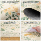6x9 Area Rugs for Living Room: Floral Washable Rug Vintage Large Soft Boho Non-Slip Carpet Indoor Stain Resistant Thin Carpets for Bedroom Dining Room Farmhouse Nursery Hallway Home Office Beige/Multi