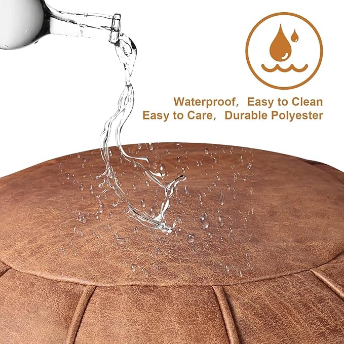 Louis Donné Unstuffed Pouf Ottoman Handmade Moroccan Storage Footstool Seat Round Home Decoration Pouf Cover Multi Functional Bean Bag Floor Chair for Living Room, Office, Bedroom, Balcony Decor