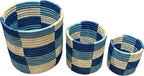 African Planter Baskets Sets of 3 Woven Sisal Baskets for Indoor Plant Pots Covers Home Decor Storage Organizer Gifts Zen Designs Arts and Crafts (Teal Blue and Natural)