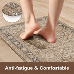 KIMODE Anti Fatigue Mats for Kitchen Floor, 20"x71" Boho Vintage Kitchen Runner Rug, Cushioned Floor Mat Non Slip, Memory Foam Standing Mat for Sink Laundry Office Desk Brown