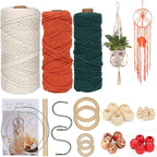 UHAPEER Macrame Kits for Adults Beginners, DIY Macrame Plant Hanger Kit and Macrame Supplies, with 3 mm Macrame Cord Cotton, Macrame Meads, Wooden Rings, Dream Catcher Rings, Craft Kits for Adults