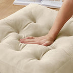 Meditation Floor Pillow Set of 6, Square Large Pillows Seating for Adults, Meditation Cushion Pillow,Tufted Corduroy Cushion for Tatami Living Room or Yoga, Beige, 22x22 Inch