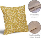 Yellow Pillow Covers 16x16 Set of 2 Vintage Floral Rustic Old Style Cute Flower Print Decorative Outdoor Pillowcases Seasonal Farmhouse Throw Cushion Case Decor for Couch Sofa Bed