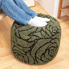 Asuprui Fluffy Flower Pouf Ottoman Cover Only – 20"x14" Round Plush Fuzzy Pouf Shell for Footrest, Stool or Floor Seat, Soft Removable Home Decor (No Insert Included) (Green)