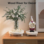 Wood Plant Stand Indoor Outdoor, 12/10/8/6" Round Wood Riser for Decor Wooden Stool Display Stand Flower Pot Holder Small Planter Tray Modern Potter Decorative for Desktop Counter Room