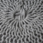 Knitted Cotton Round Pouf - 20x20, Modern Design, Soft Cotton, No Assembly, Porch Ottoman for Living Room, Gray, Ivory (Pouf - Gray)