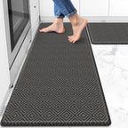 Mattitude Kitchen Mat 2PCS Kitchen Rugs Cushioned Anti-Fatigue Rug Waterproof Standing Desk Mat Kitchen Mats for Floor Kitchen Rug Set for Kitchen, Sink, Office 17.3"×30"+17.3"×47" Dark Grey