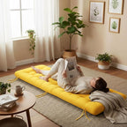 Long Floor Cushion Large Floor Cushion with Brushed Cotton 74.8 x 27.5 x 3.15 in Jumbo Lounger Pillow for Outdoor Indoor Bay Window Meditation Yoga Reading Sleeping(1 Pc,Yellow)