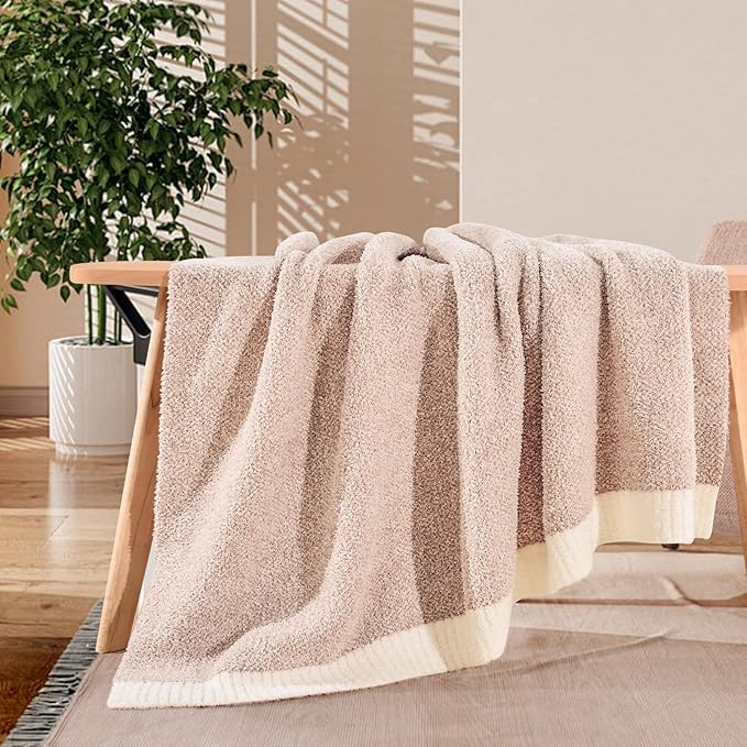 NEXHOME PRO Soft Blanket for Women, Twin Size Cozy Blanket Warm Reversible Knit Lightweight Throws for Sofa Bed, Picnic, Heather Terracotta, 60 x 80 inches