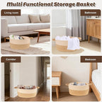 Woven Basket for Toys, Blankets & Gifts Empty ,Cotton Rope Storage Basket with Reinforced Handles for Nursery,Livingroom,Bedroom,Bathroom & Home Decor,19.69" x 11.42" x 7.48" (M)